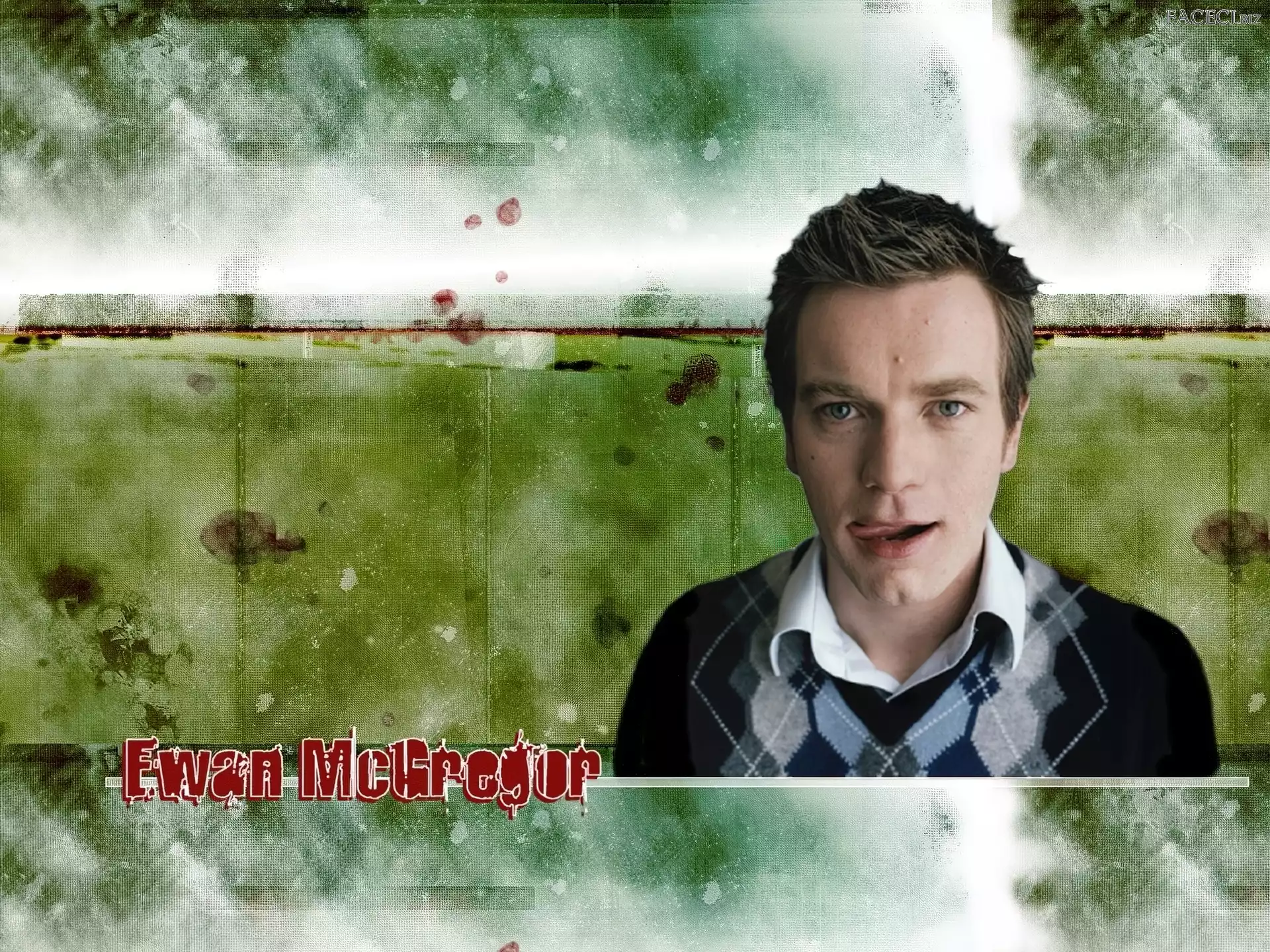 sweterek, Ewan McGregor, niebieskie oczy