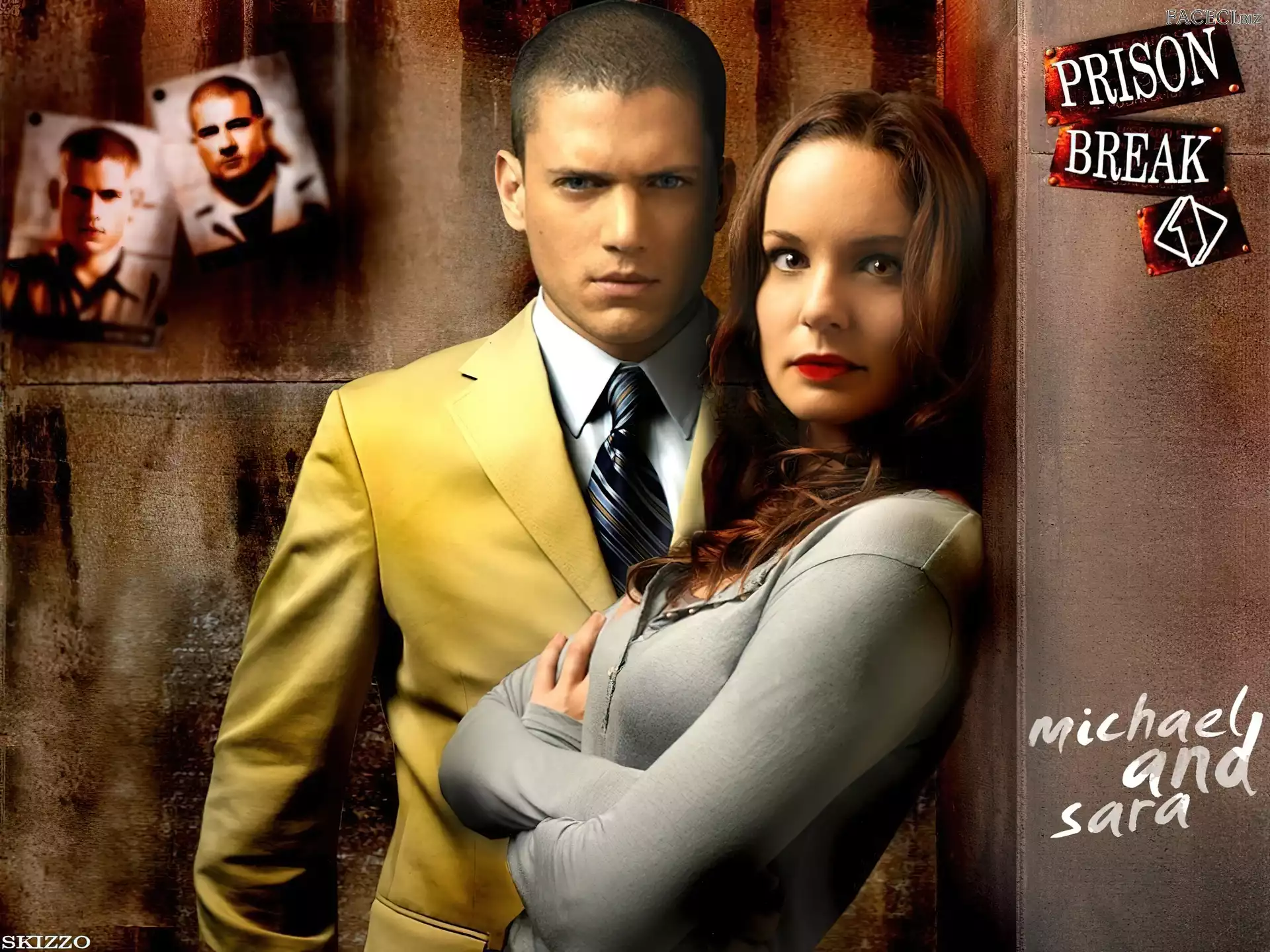 Wentworth Miller, Prison Break, Sarah Wayne Callies, marynarka, Skazany na śmierć, żółta